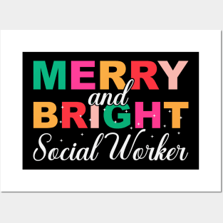 Merry and Bright Social worker Posters and Art